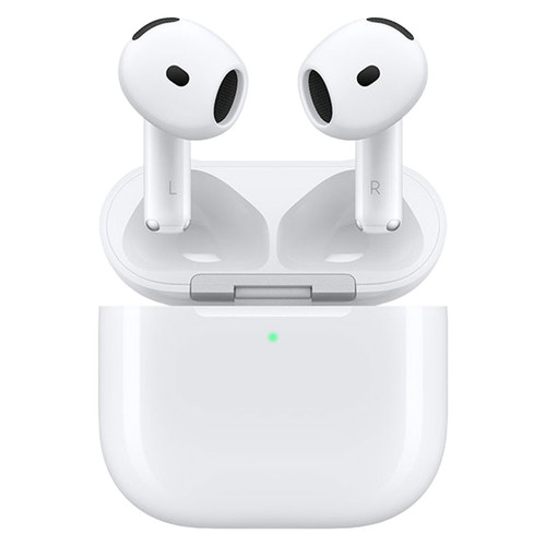 هدفون بلوتوثی اپل مدل AirPods 4 فاقد قابلیت نویز کنسلینگ، درگاه شارژ USB Type-C، شارژ بی سیم، با قابلیت اتصال به چند دستگاه، پشتیبانی از فرمان لمسی، نشانگر LED، پشتیبانی از دستیار صوتی، مقاوم در برابر آب